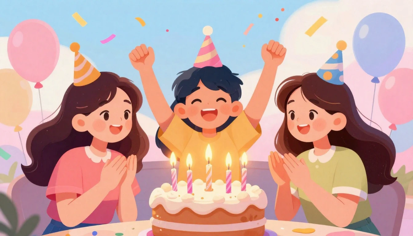 A vibrant and heartwarming digital art illustration celebrat...