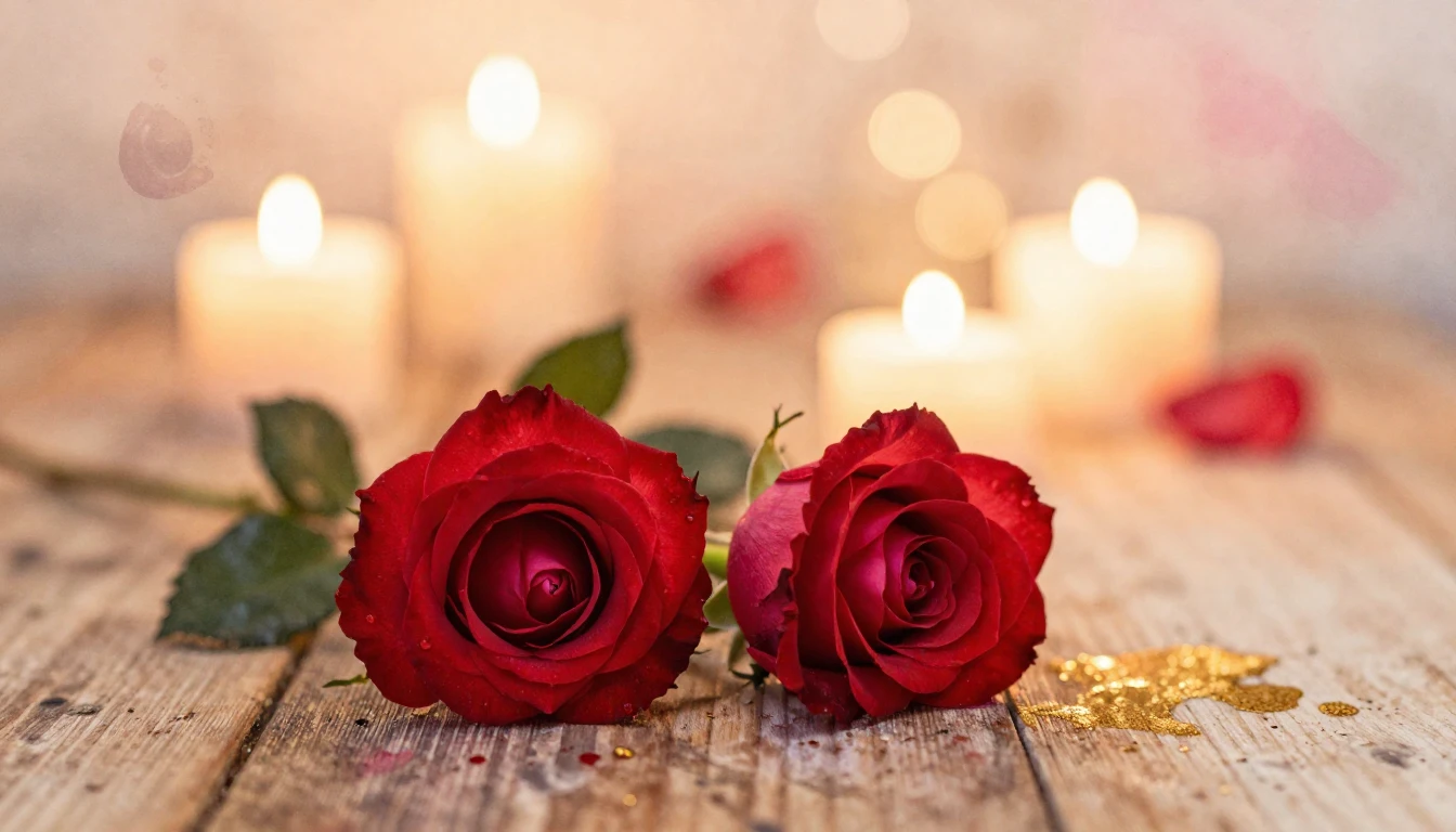 A soft watercolor painting depicting two delicate red roses ...