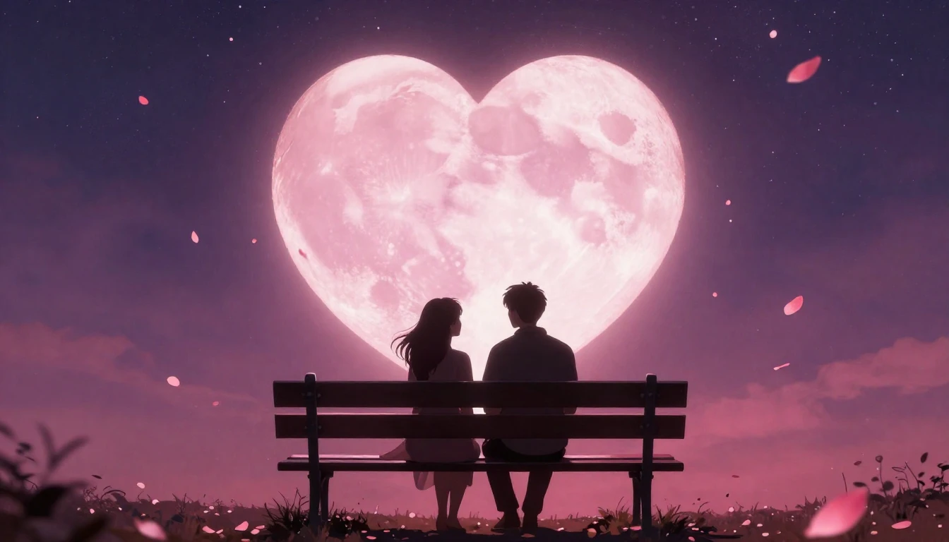 A romantic and dreamy composition featuring two silhouettes ...