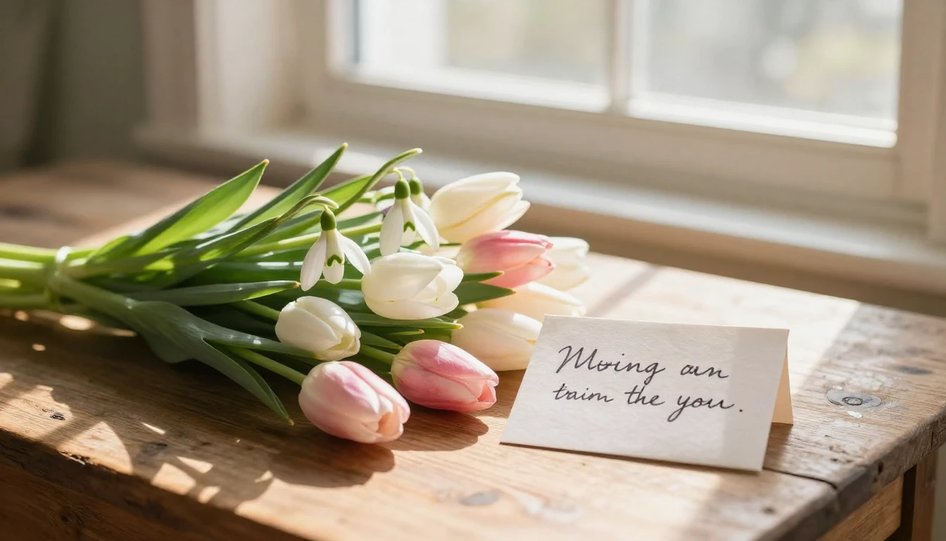 A beautiful bouquet of fresh spring flowers like snowdrops a...