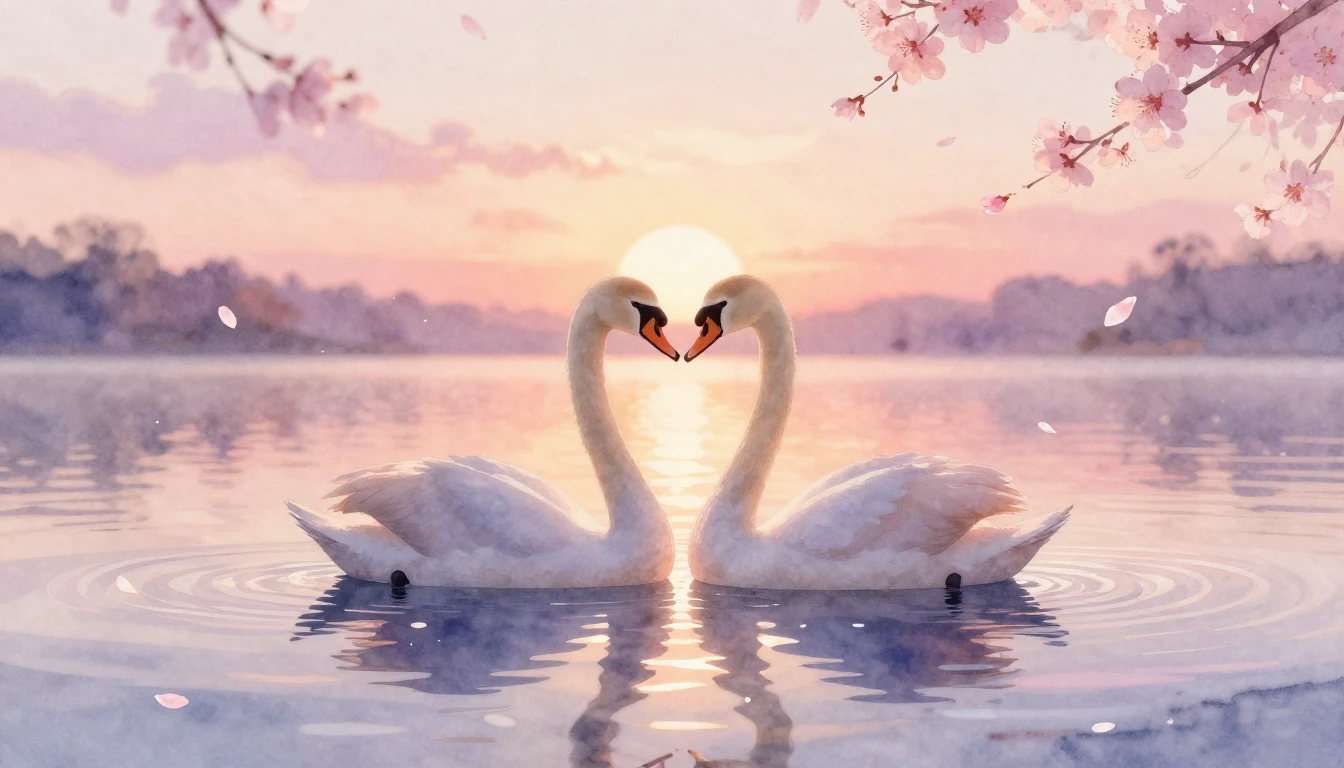 A delicate watercolor painting of two intertwined silhouette...