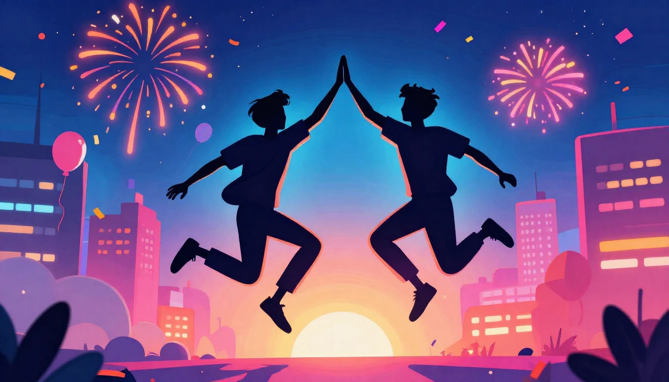 A vibrant and energetic digital art illustration celebrating...