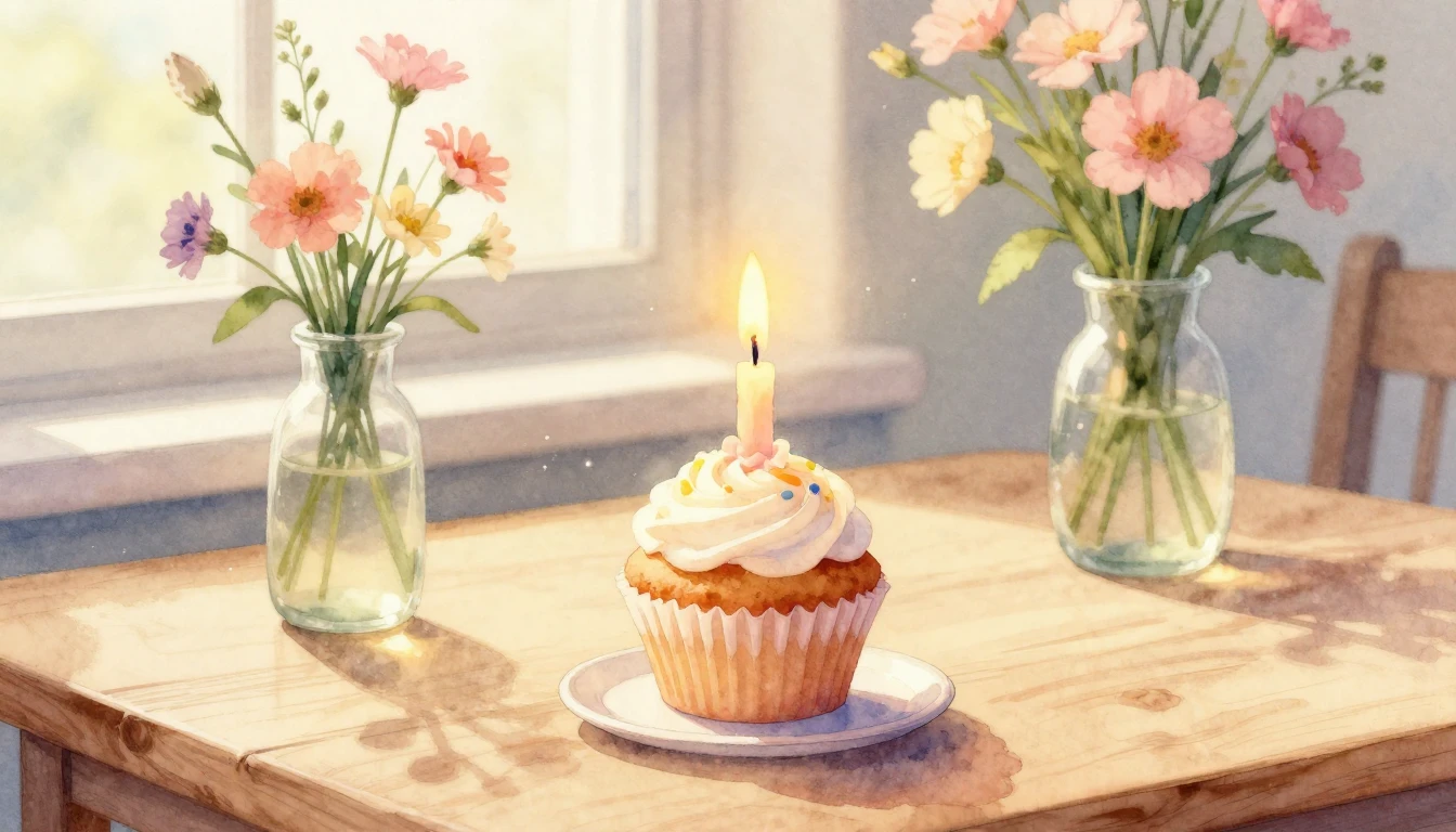 A beautiful watercolor painting of a single lit candle on a ...