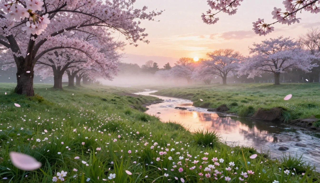 A breathtaking landscape at the break of dawn during early s...