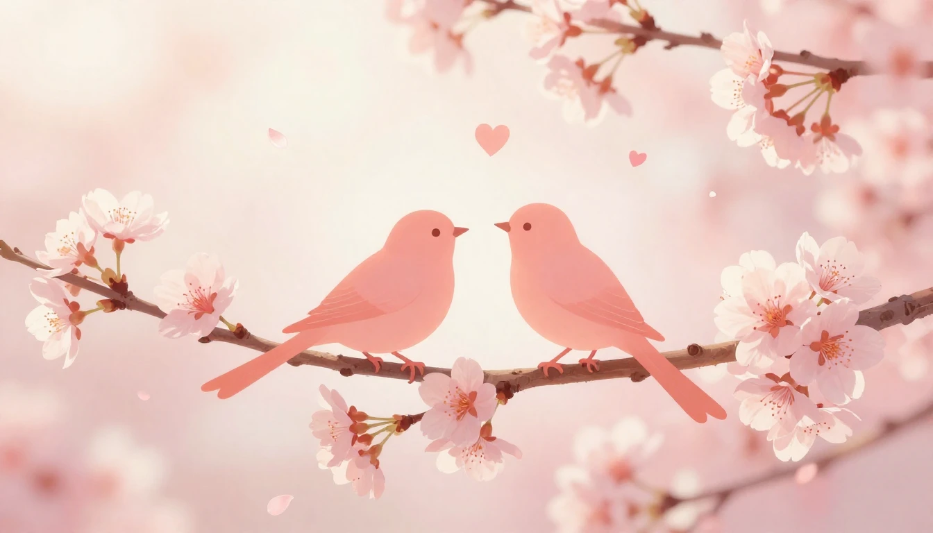 A beautiful and delicate scene featuring two stylized silhou...