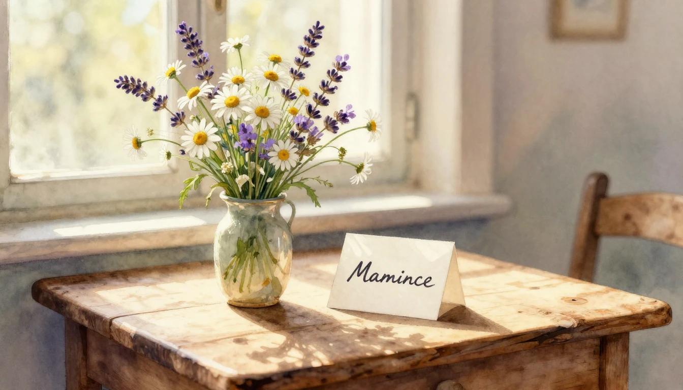 A warm and nostalgic watercolor painting featuring a rustic ...