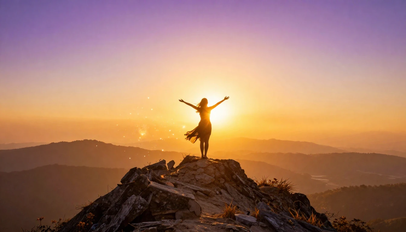 A breathtaking scene depicting a vast, golden landscape at d...