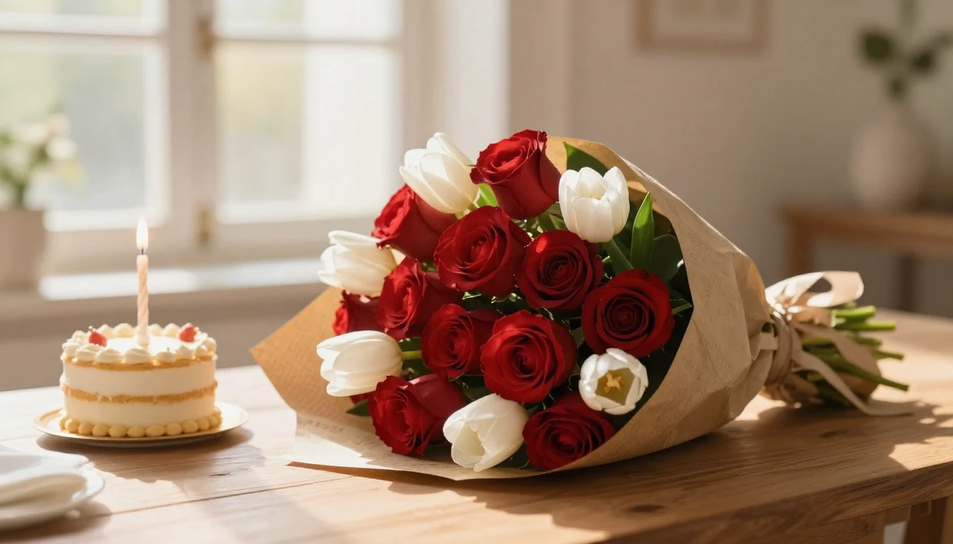 A heartwarming and elegant birthday concept for a mother. In...