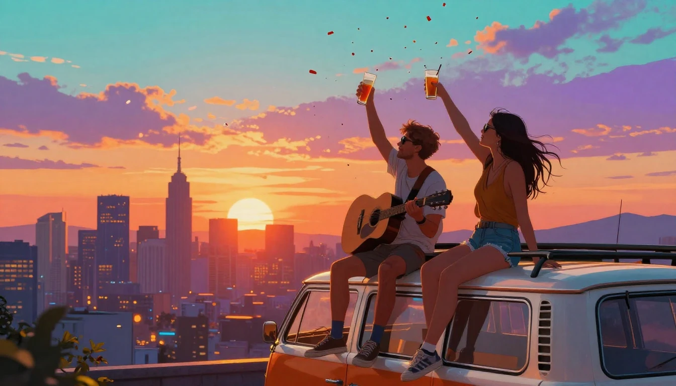 A vibrant and energetic digital artwork depicting two best f...