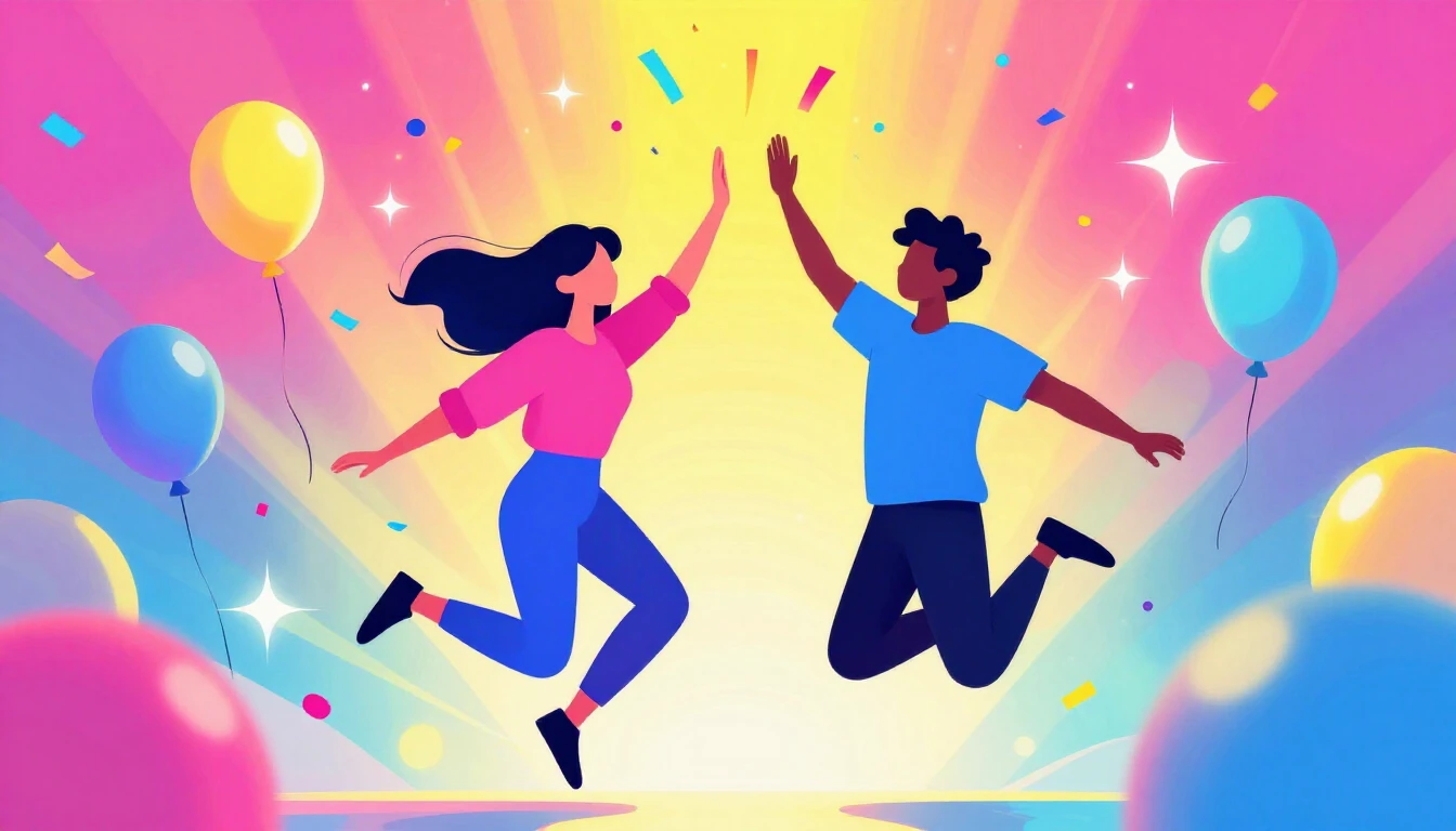 A vibrant and energetic digital illustration of a birthday c...