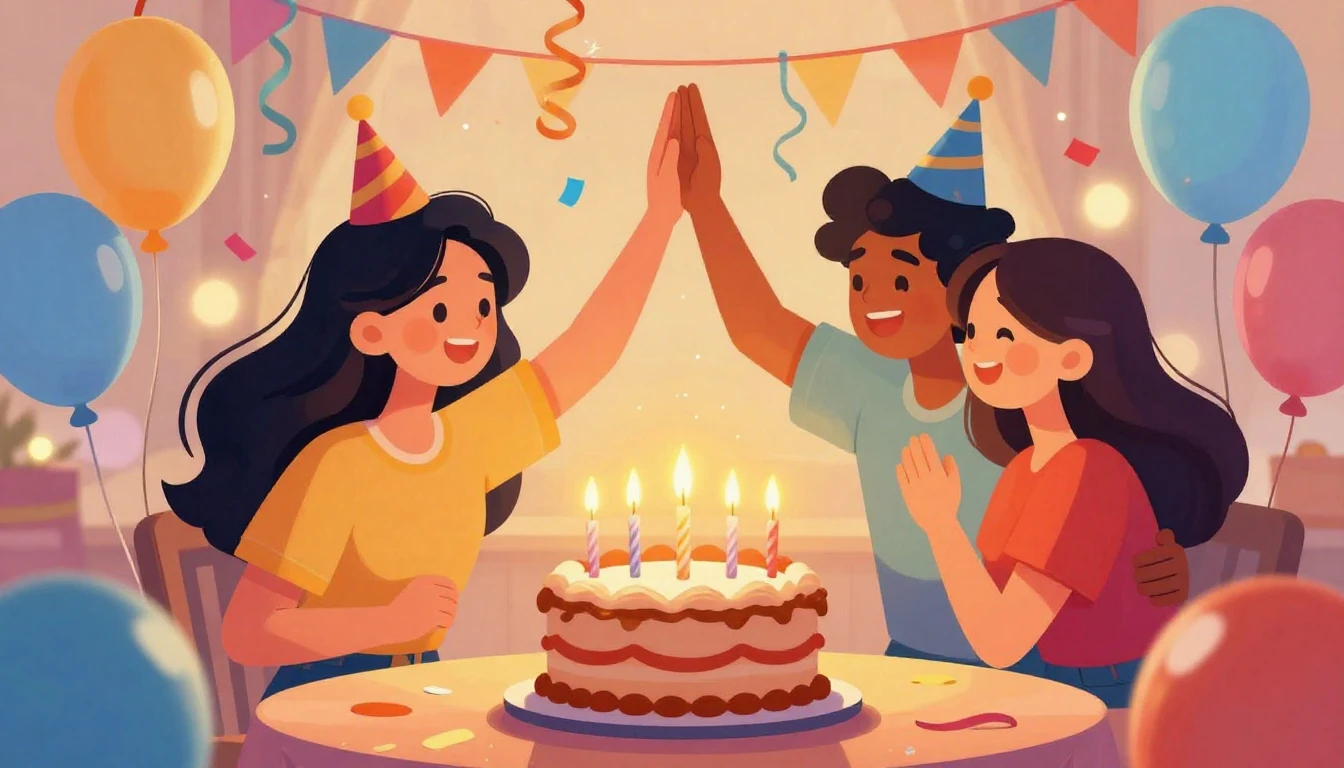 A vibrant and festive digital art illustration celebrating a...