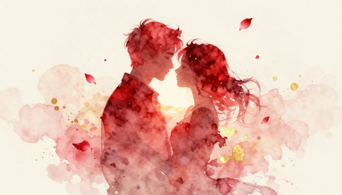 A beautiful watercolor painting depicting two intertwined si...