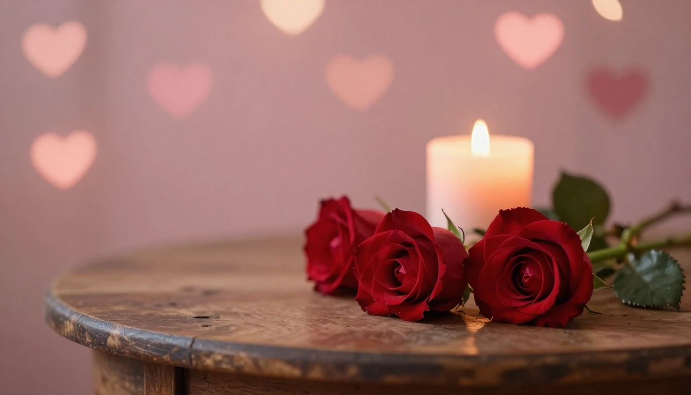 A beautiful and soft composition featuring two delicate red ...