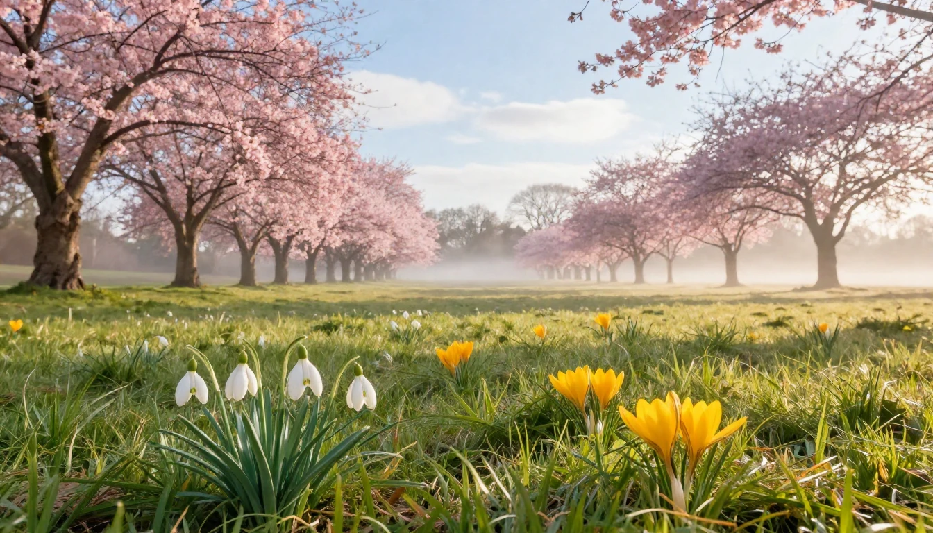 A breathtaking landscape showcasing the arrival of spring. I...