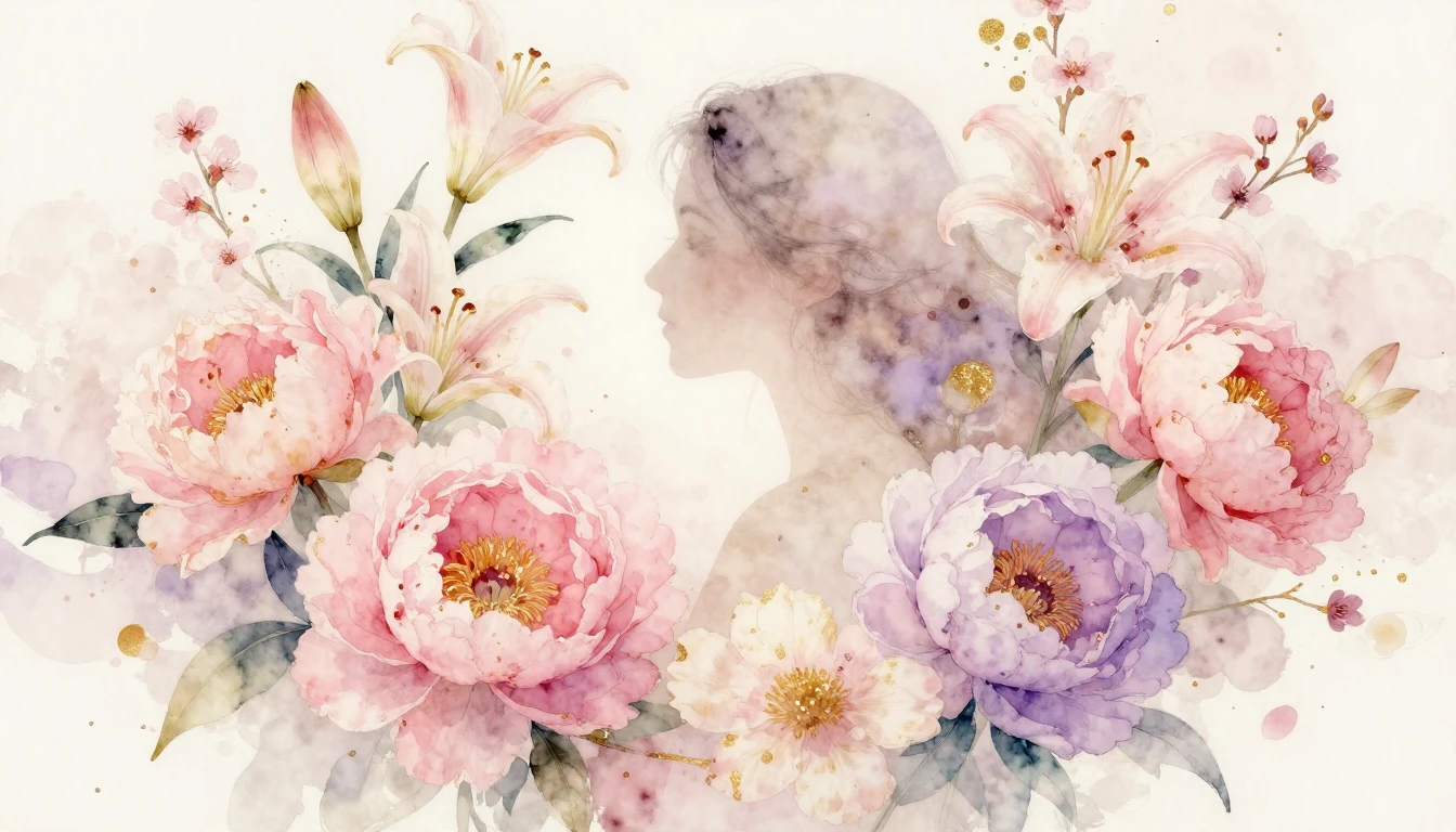 A delicate watercolor painting featuring a soft explosion of...