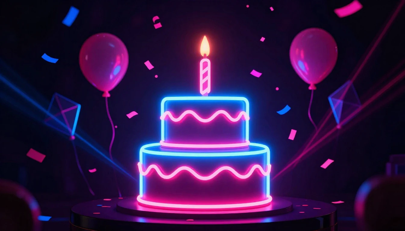 A vibrant and energetic birthday celebration concept. In the...