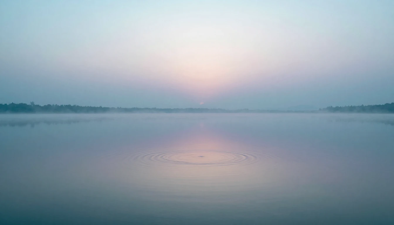 A serene and vast landscape featuring a single, perfectly st...