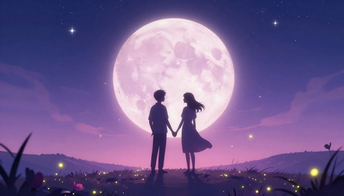 A romantic and dreamy illustration for a music album cover. ...