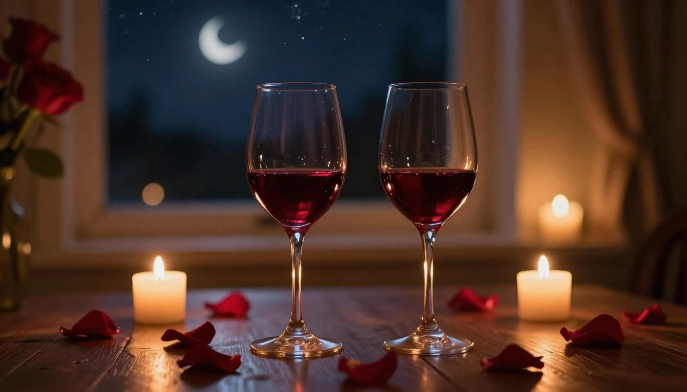 A breathtakingly beautiful scene of two elegant wine glasses...
