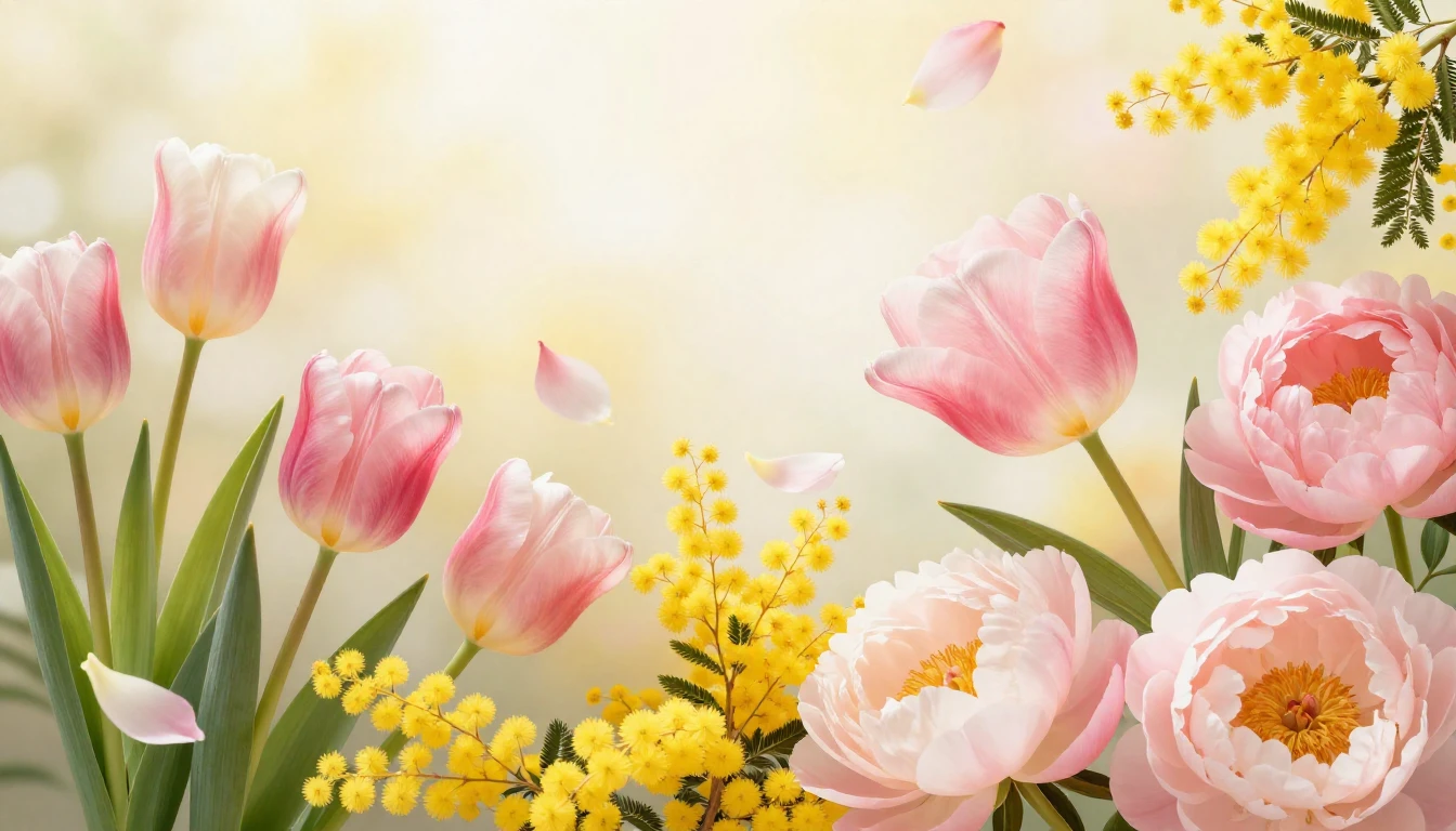 A beautiful and vibrant composition featuring a variety of b...