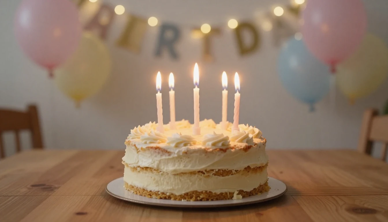 A warm and intimate birthday celebration setting, close-up o...