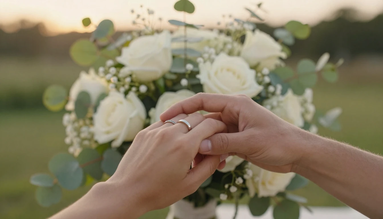 A romantic and delicate composition featuring two hands gent...