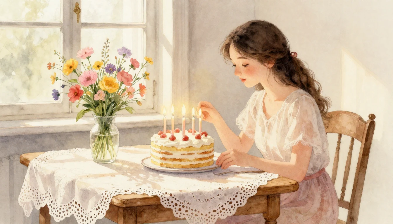 A heartwarming and gentle watercolor painting depicting a co...