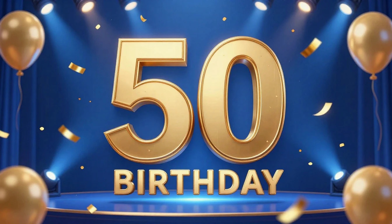 Elegant festive design for a 50th birthday jubilee music cov...