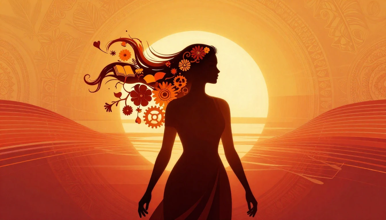 A powerful and vibrant digital art illustration for Women's ...