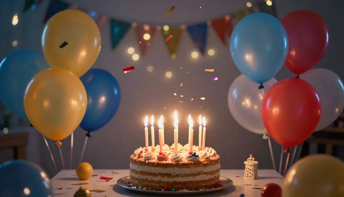 A vibrant and colorful scene representing a birthday celebra...