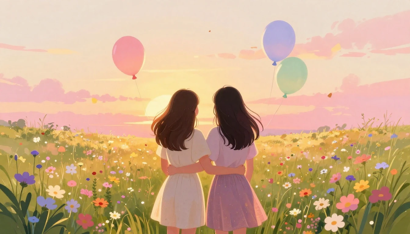 A heartwarming and artistic illustration of two young women ...