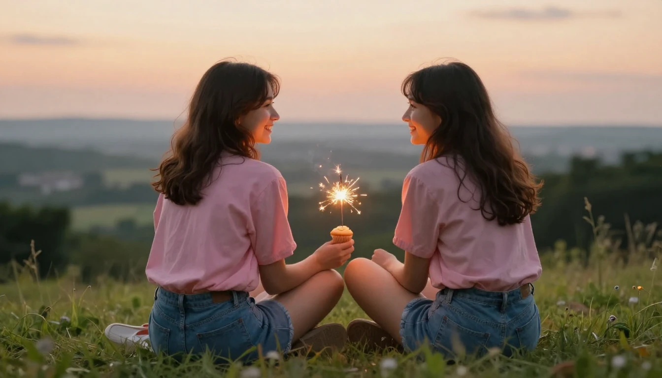 A heartwarming scene of two best friends sitting side by sid...
