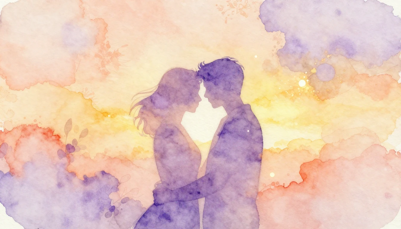 A beautiful watercolor painting depicting two abstract silho...