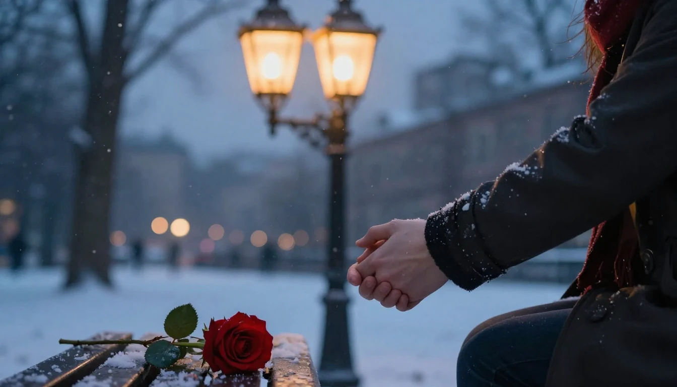 A romantic and dreamy scene focusing on a couple holding han...