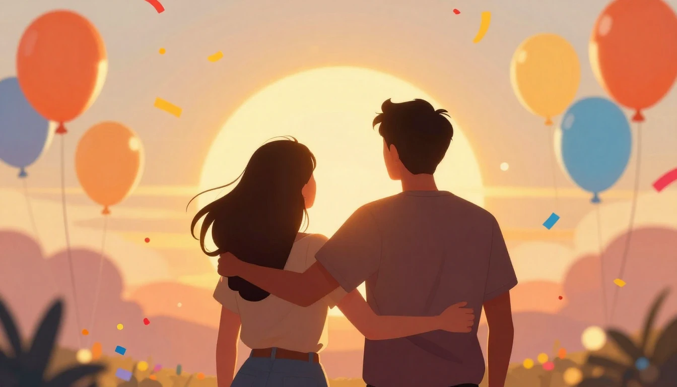 A vibrant and joyful digital artwork symbolizing strong frie...