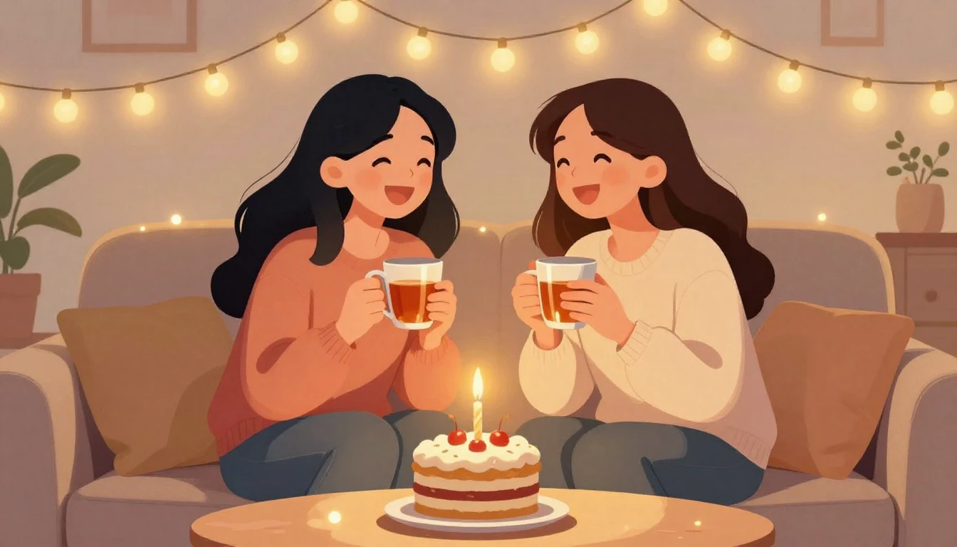 A heartwarming illustration of two best friends sitting toge...