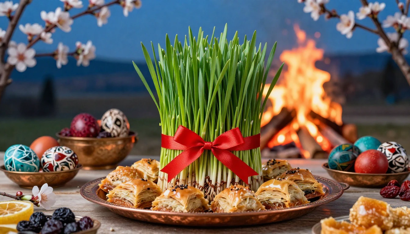 A vibrant and festive composition celebrating the Novruz hol...
