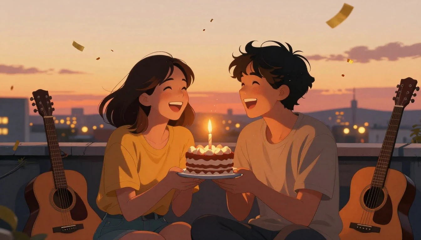 A heartwarming illustration of two friends laughing together...