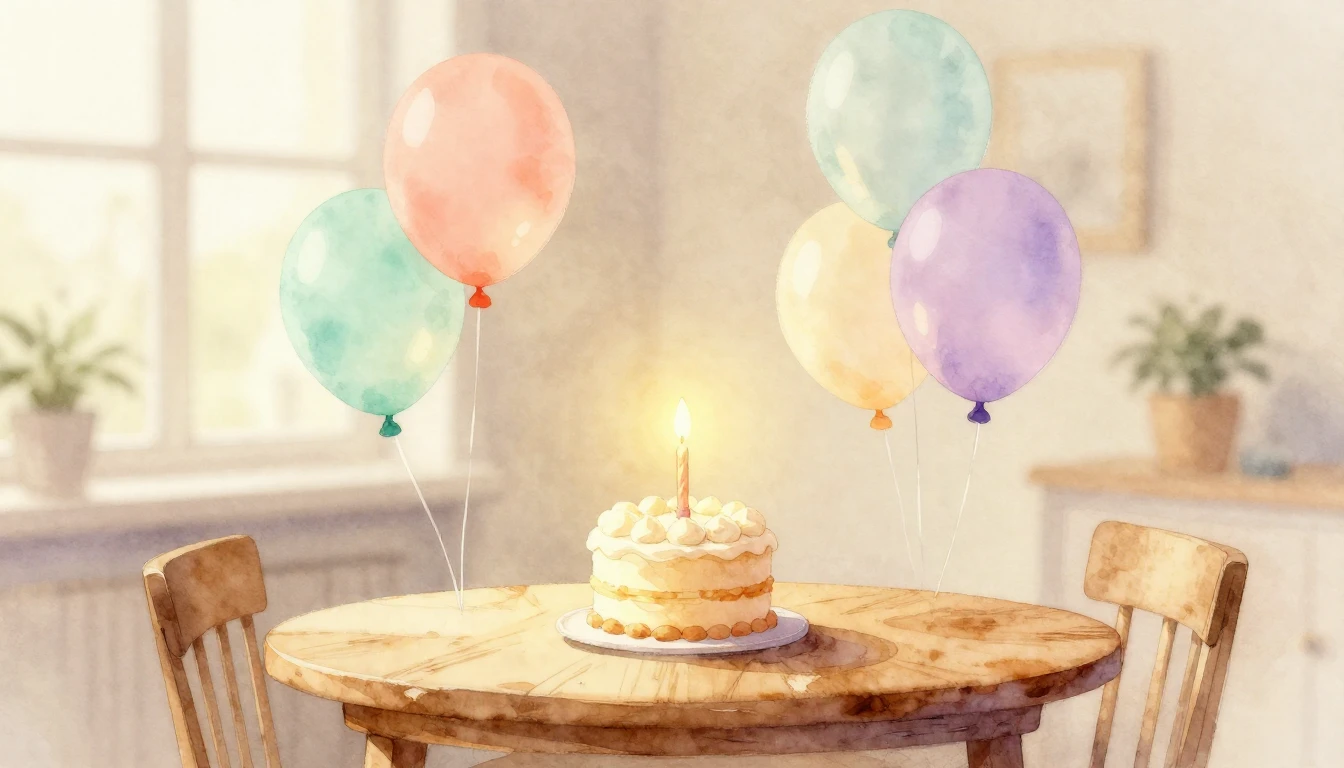 A soft watercolor painting of a cozy room filled with warm s...