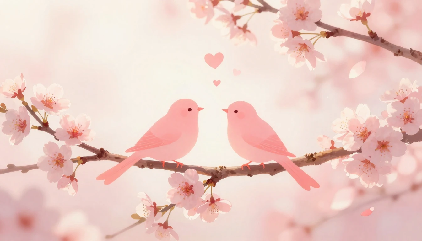 A beautiful and delicate scene featuring two stylized silhou...