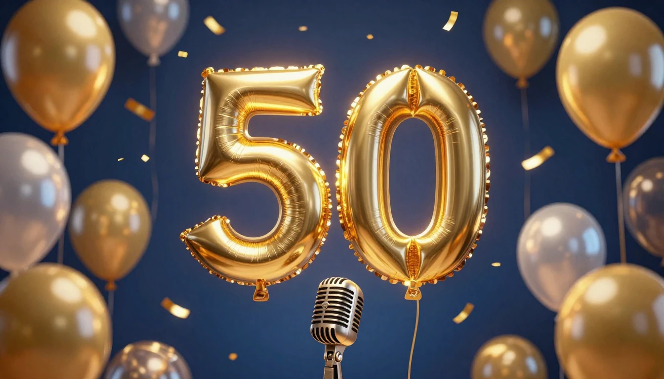 A festive and elegant 50th birthday celebration concept. A l...