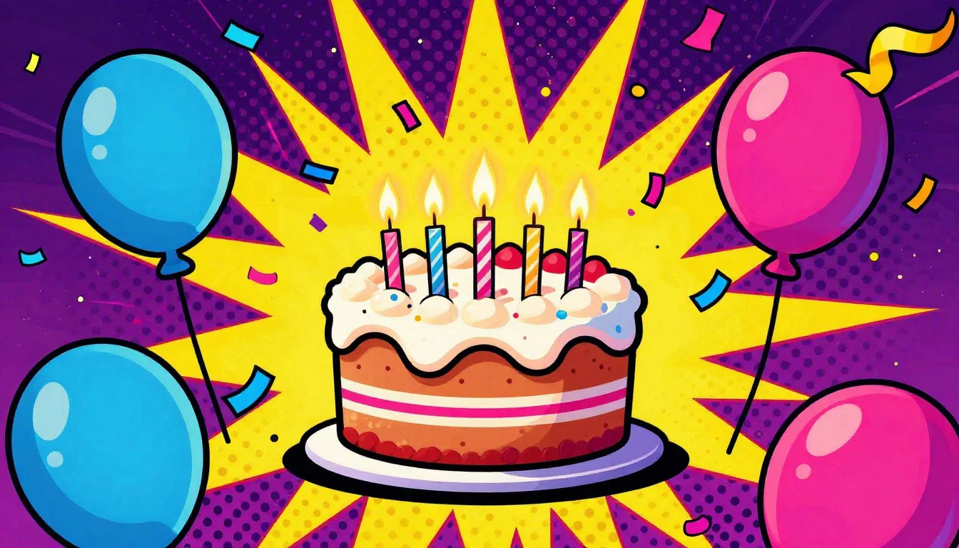 A vibrant and colorful pop art style illustration of a birth...