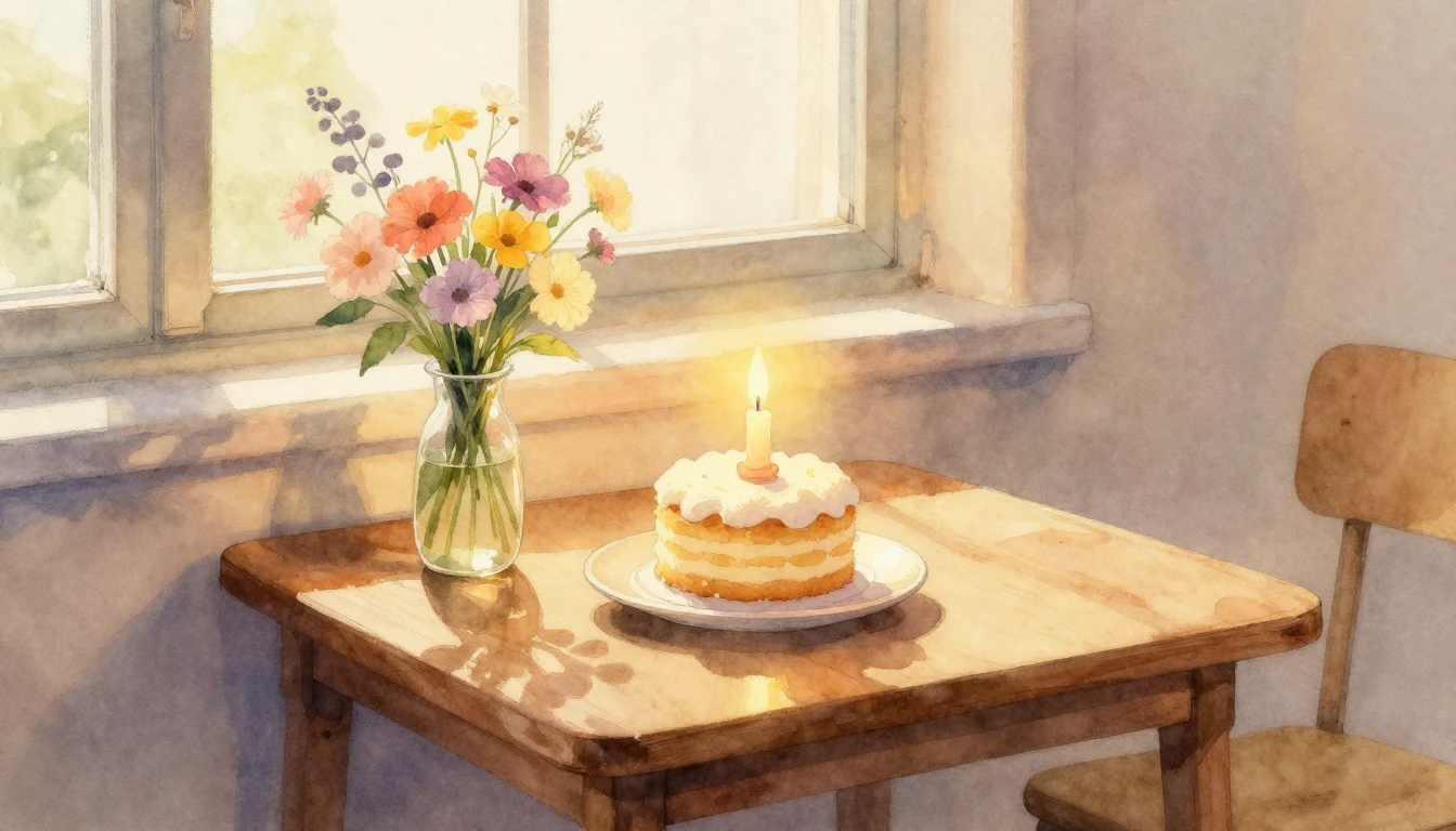 A beautiful watercolor painting of a cozy indoor setting. A ...