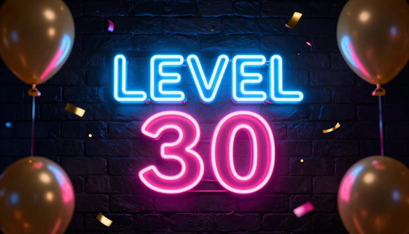 A vibrant, glowing neon sign centered in the frame reading "...