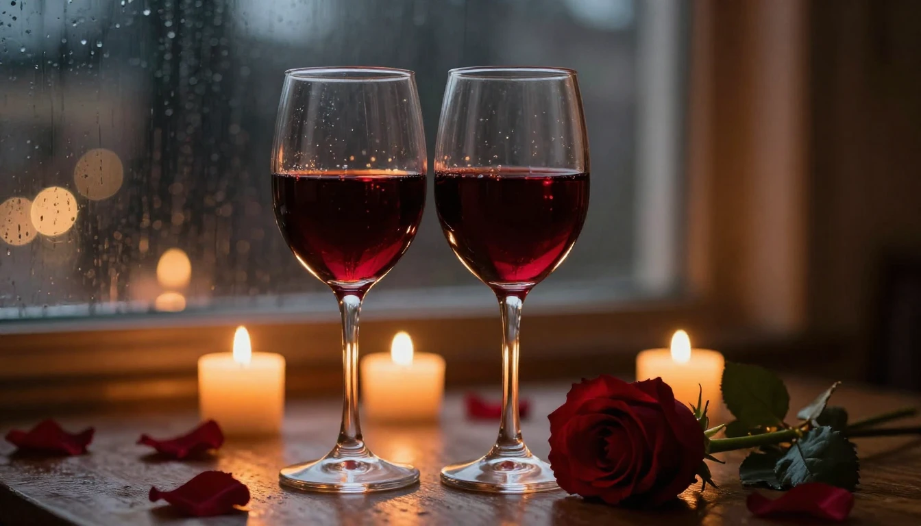 A highly detailed cinematic close-up of a romantic Valentine...