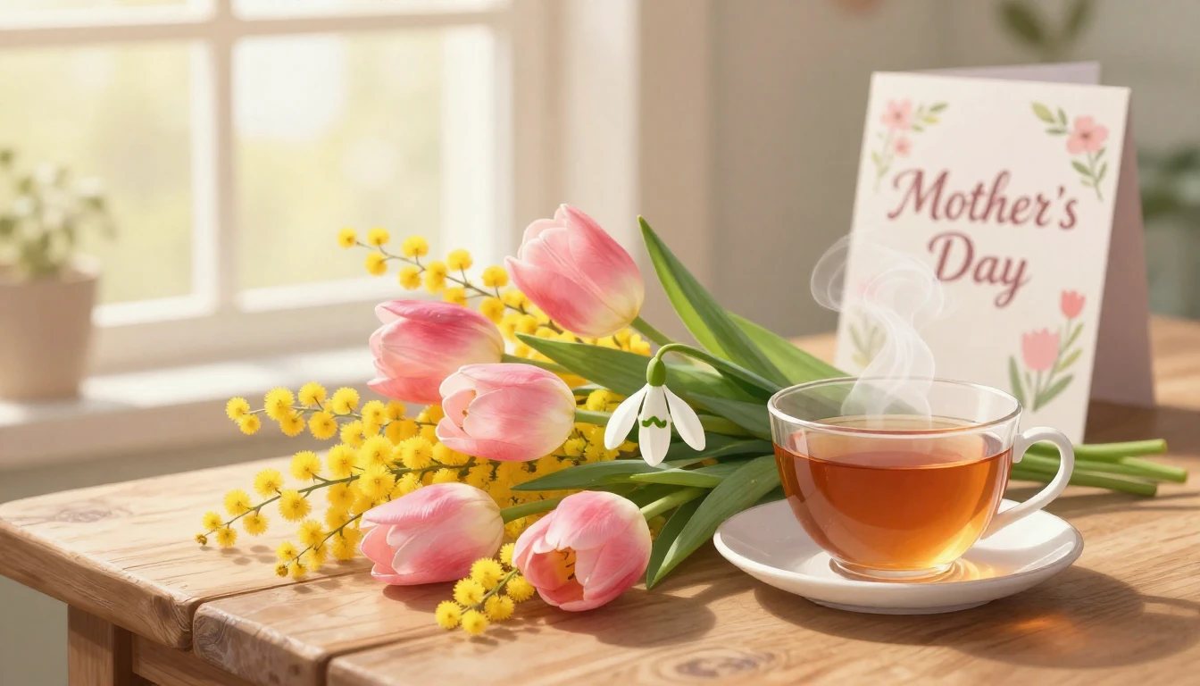 A heartwarming and tender illustration of a beautiful bouque...