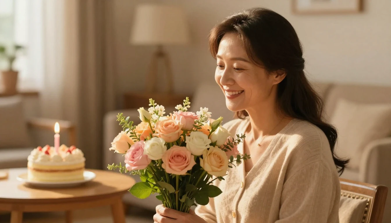 A warm and emotional portrait of a loving mother receiving a...