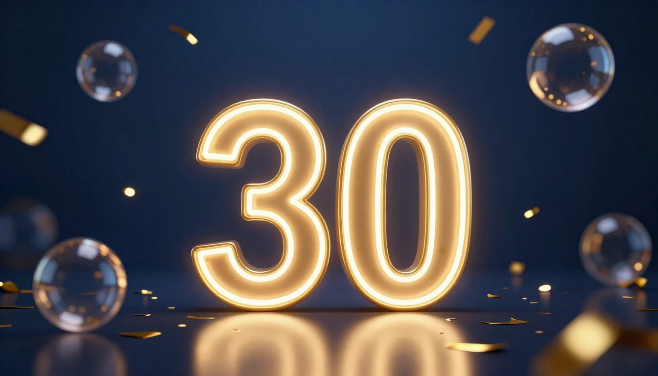 A vibrant and sophisticated scene celebrating a milestone. A...