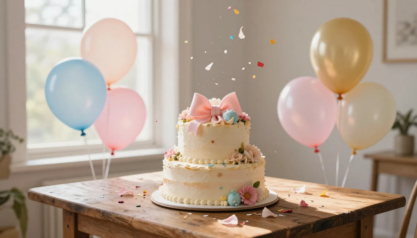 A whimsical and festive scene featuring a large, beautifully...