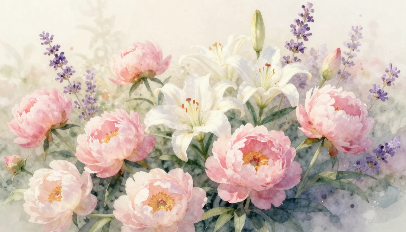 A beautiful and delicate watercolor painting of a blooming g...